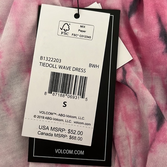 NEW VOLCOM 2 in 1 Dress - Reversible Midi Dress in Pink Tie Dye - Picture 8 of 9